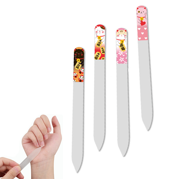 3D Glasnagelfil, Dubbelsidig Etsad Kornyta, Finger Pedikyr Nagelfiler Nagelvård Kattnagelfil