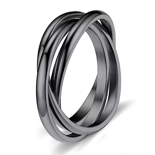Trippelbandsringar ihopslingrade rullande ringar för kvinnor flickor rostfritt stål silver ryska vigselring storlek 6 till 9