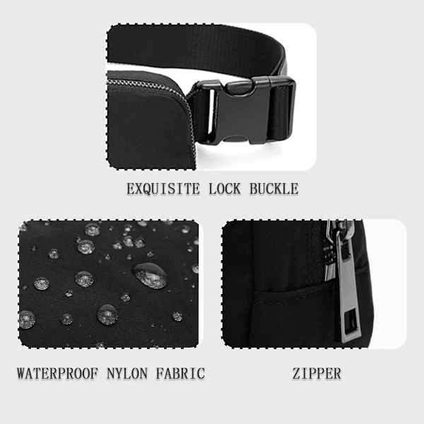 Bältesväska för Kvinnor Män, Trendig Crossbody Fanny Packs Vattentät Mini Midjeväska Bum Bag med Justerbar Rem för Löpning, Vandring, Promenader och Resor