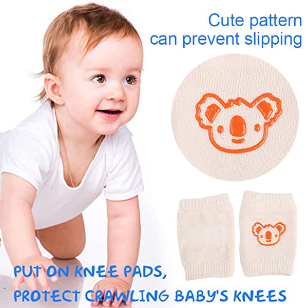3 par babykrypstrumpor med halkfria knäskydd