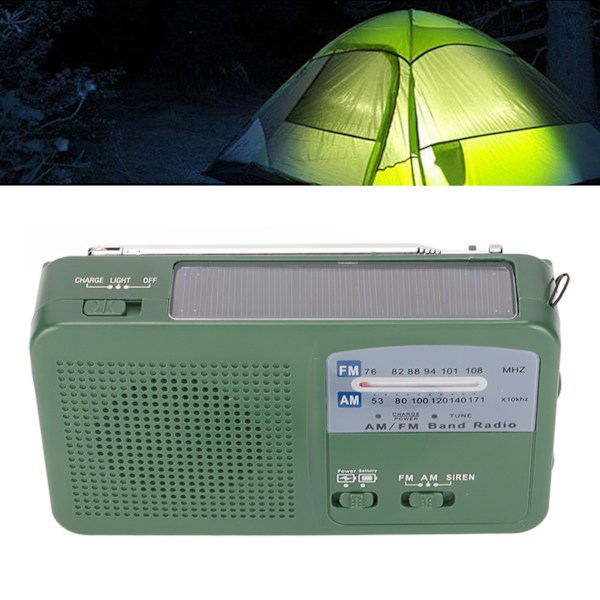 Solcellsdriven Handvev-ficklampa Radio 1LED Multifunktionell Bärbar Nödradio Ficklampa