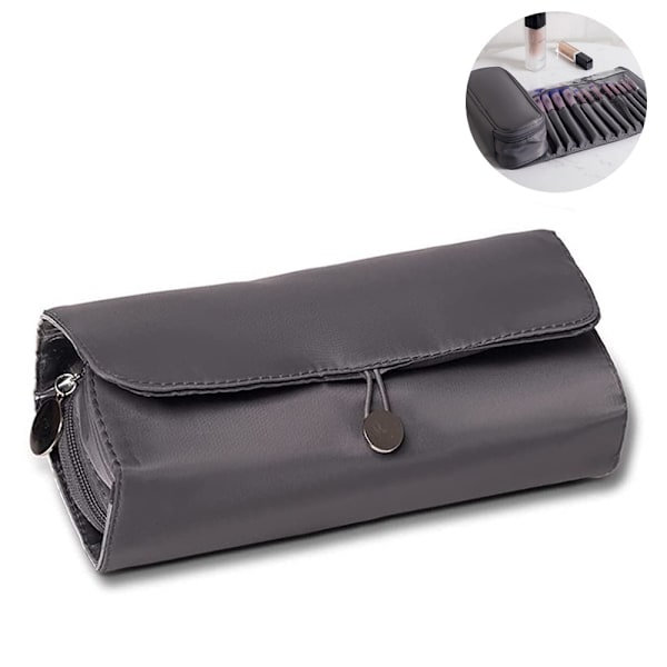Bærbar Makeupbørste Organizer Makeupbørste Taske til Rejser Kan Holde 20+ Børster Kosmetik Taske Makeupbørste Rul Op Etui Holder til Kvinder