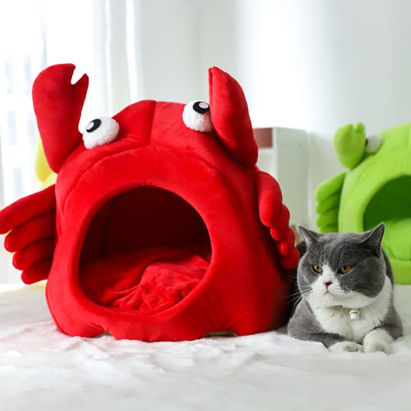 Foldable 2-in-1 Self-Warming Crab-Shaped Bed for Dogs and Cats