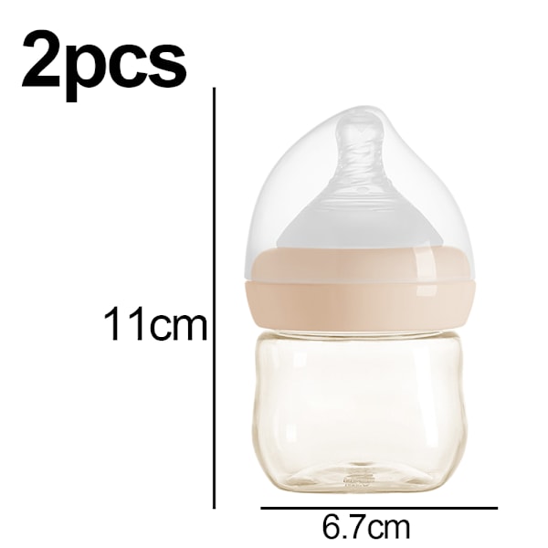 Mjuk Silikon Babyflaska, Långsam Flödes Bröstlik Bröstvårta, Fläck- och Luktresistent, 2-pack