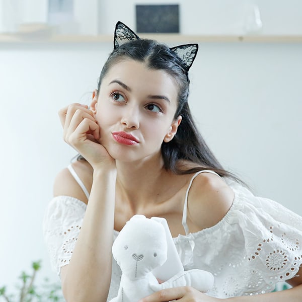 Söta Spets Kattunge Öron Maskerad Fest Cosplay Mode Hårband för Kvinnor Flickor