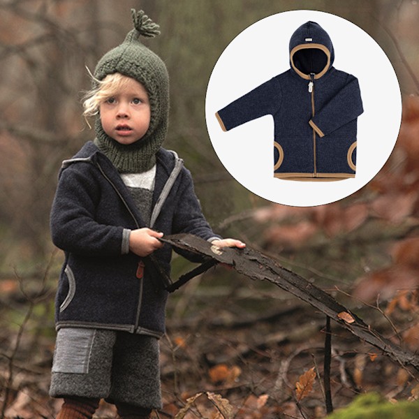Høst- og vinterjakke i fleece for gutter og jenter, babyfleecejakke med hette (Marineblå)