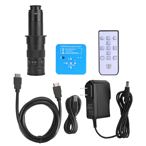 34MP HDMI USB Industrielt Mikroskopkamera med 180X Linse 100-240VUS Plugg