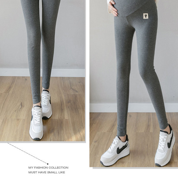 Leggings Yderbeklædning Plus Size Tynd Sektion Mave Støtte Elastisk Blyant Bukser Høj Talje Bukser til Gravide Mørkegrå XXL
