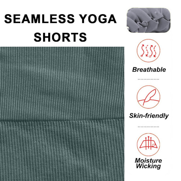 Yoga Shorts for Kvinner - Ribbet, Sømløs, Høy Midje, Trening