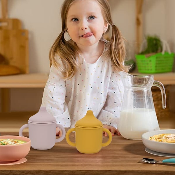 Silikon Sippy Cup og Treningskopp for Baby - Myk Tut og Håndtak - Uknekkelig - Lett å Gripe