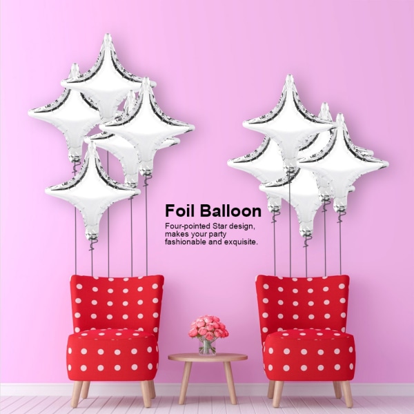 10 st 10" fyruddiga stjärnfolieballonger Jubileumsbröllop
