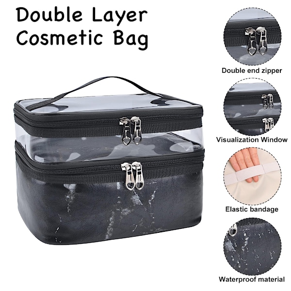 Dobbeltlags Rejse Makeupboks Makeuptaske Toilettaske Bærbar Kvinders Makeuptaske Opbevaring