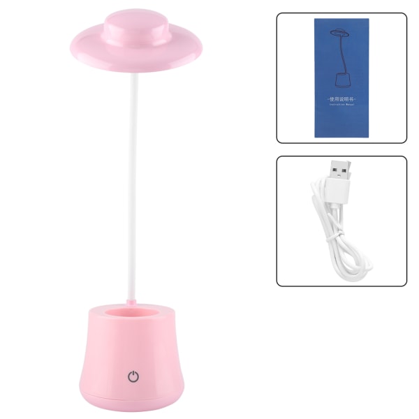 360 graders LED bordsljus Justerbar dimbar peksensor Skrivbordsläslampa (rosa)