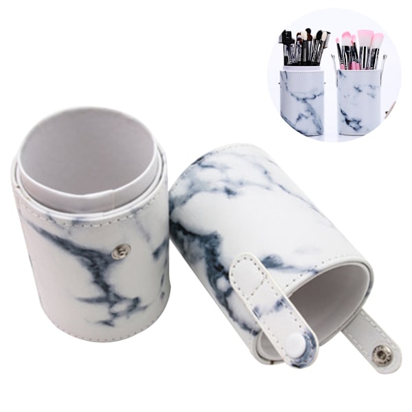 Bærbar Make Up Penselholder, Kosmetik Pensel Spand Opbevaring Cylinder PU Læder Kosmetik Make Up Kop Organizer til Skrivebord og Rejse
