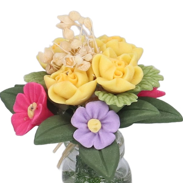 1:12 Kunstig Mini Michelia Champaca Blomsterpot Vakre Farger Falsk Blomstermodell for Dukkehustpynt