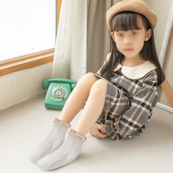 3 par baby pige sokker med anti-slip og blonder kant