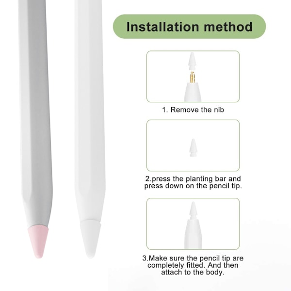 Silikonbeskyttende Skrivetips Kompatibel med Apple Pencil 1. og 2. generation - Skridsikker, lydløs - 10 stk.