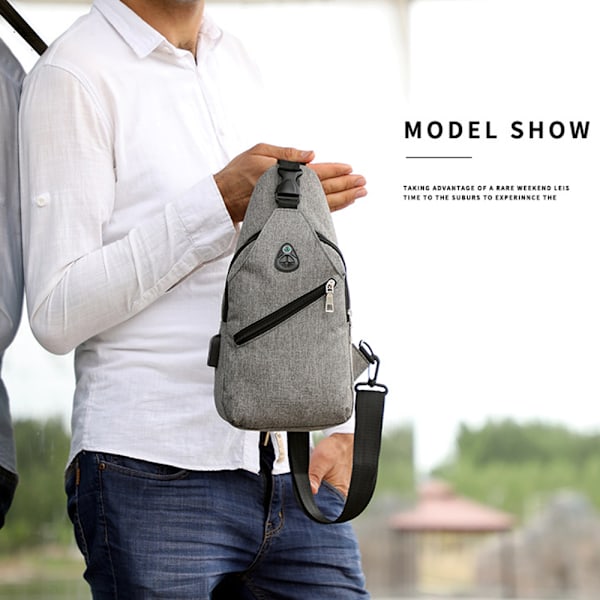 Sling Bag Crossbody Ryggsäck med USB-laddningsport, Axelväska Bröstväska för Vandring Promenader