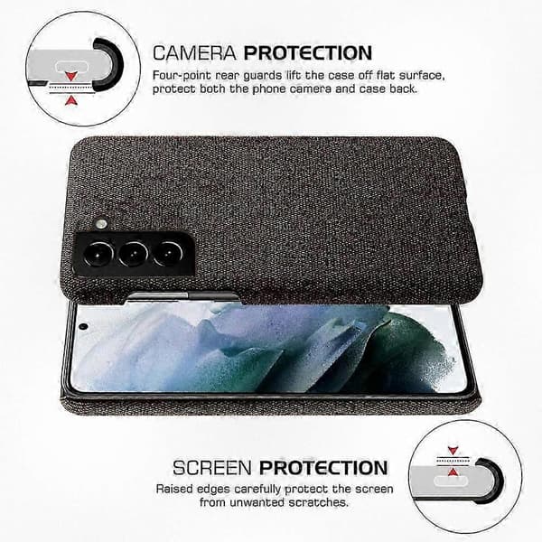 Well-protected hard plastic case with fabric back, compatible with certain Galaxy S21 FE models of a certain brand