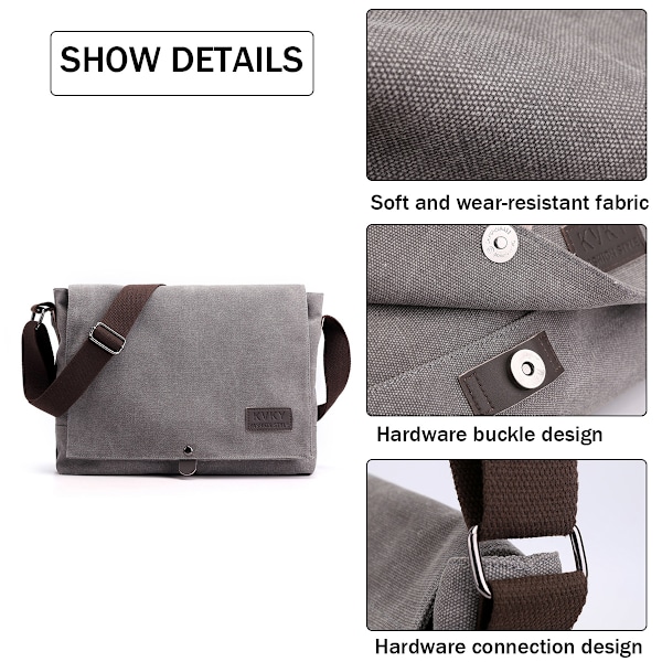 Canvas Vintage Crossbody Väska Axelväska Arbetsväska Casual Multifunktionell Lätt Herrväska