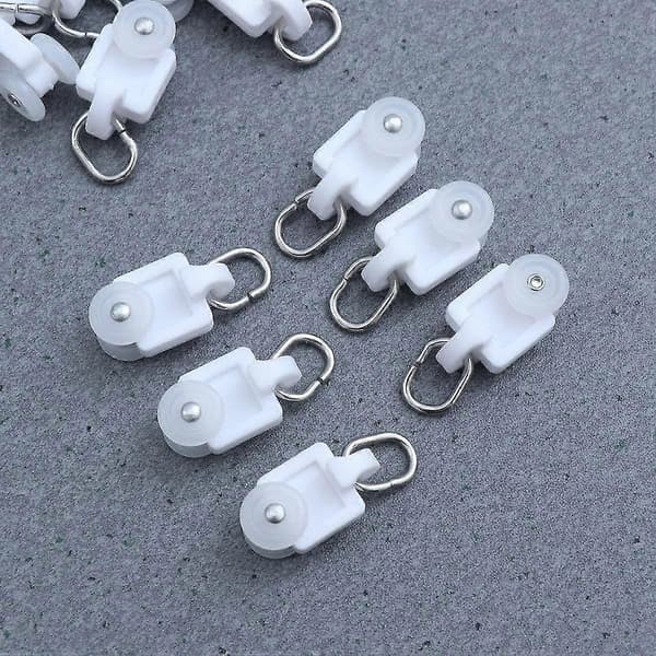 Curtain Slider Hooks Track Rail Roller Blind Silent Wheels Roller Hooks Ball Roller 50 Pcs (2.4 x 1.5 x 1 cm)