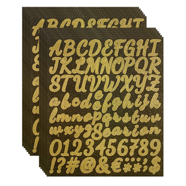 912 Stykker 12 Ark Selvklebende Glitterbokstavklistremerker for Klasseromdekor, DIY Håndverk Kunstproduksjon, Bedrift, Adresse Nummer