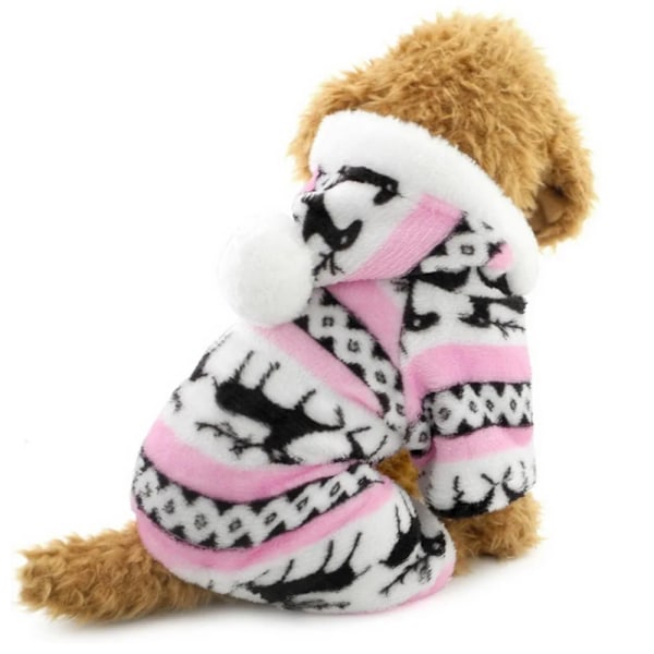 Hundevintertøj Varmt Tøj Kæledyr Sød Firehjørnet Hoodie Hund Hjortemønster Fleece