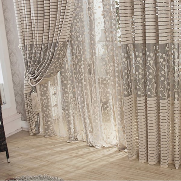 2st polyester strippad gardin mörkläggningsgardin sovrum vardagsrum