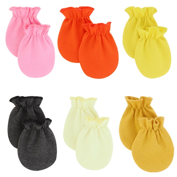 6 par Newborn bomullsbabyvantar Klösfria vantar Neutral stil Newborn vantar för pojkar och flickor 0-6 månader gamla