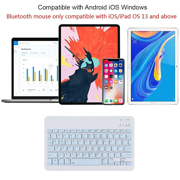 Ultra-tynn Bluetooth-tastatur Bærbar Mini Trådløst Tastatur Oppladbar for iOS Android Windows - 10 tommer