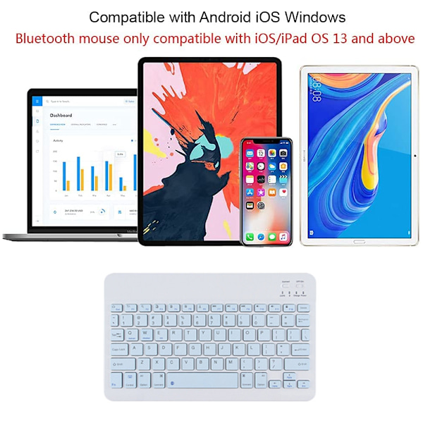 Ultratunn Bluetooth-tangentbord - Bärbart trådlöst minitangentbord - Uppladdningsbart för iOS, Android och Windows - 10 tum