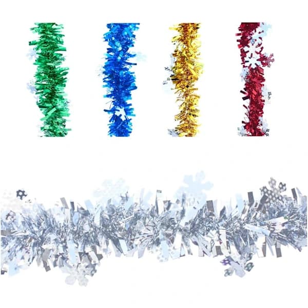 10-pack Christmas Tree Garland - Shiny Christmas Decoration Silver