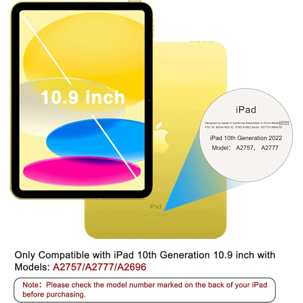 Skärmskydd, iPad 10, 10,9 Tums, 2022 Model, 10:e Generation, Härdat Glas