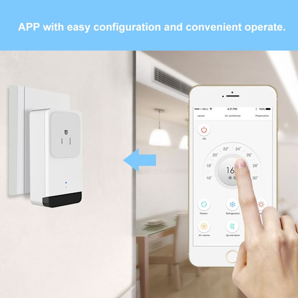 16A Smart Infrarød WiFi Stikkontakt Trådløs Strømudtag Timer Fungerer med Amazon Echoes & Alexa