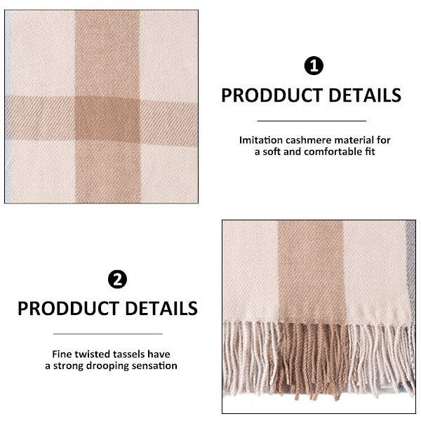 Dame Lang Rutete Teppe Chunky Oversized Vinter/Høst Varmt Sjal Stor Rutete Sjal Wrap