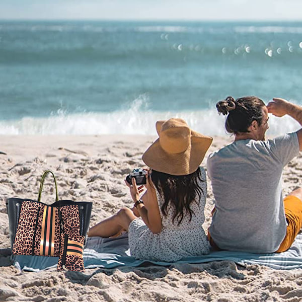 Multifunktionell strandväska Snygg träningsväska stor poolväska Axelväska Strandväska med liten handväska