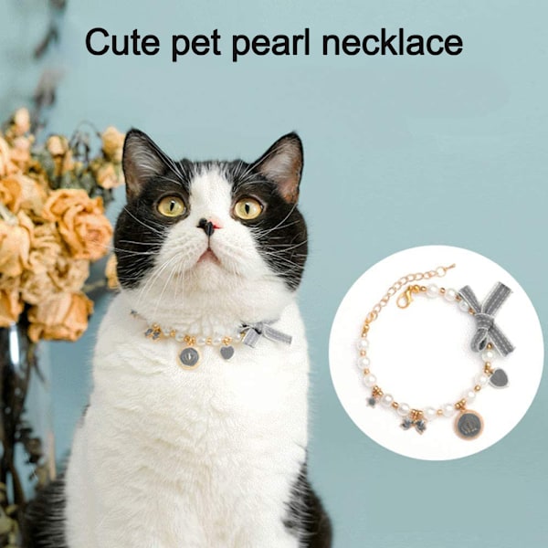 Halsband med pärlor för hund och katt, bling-accessoarer, band, kärlekshänge, husdjurssmycke för valpar, chihuahua, yorkie, justerbart, handgjort