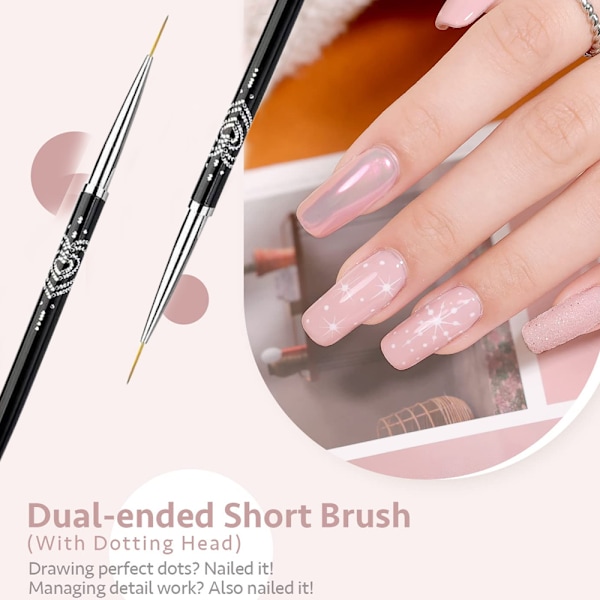 Nagelkonstborstar, med nagelgellackmålningspenselset, fina linjer nagelkonst prickning ritpenna