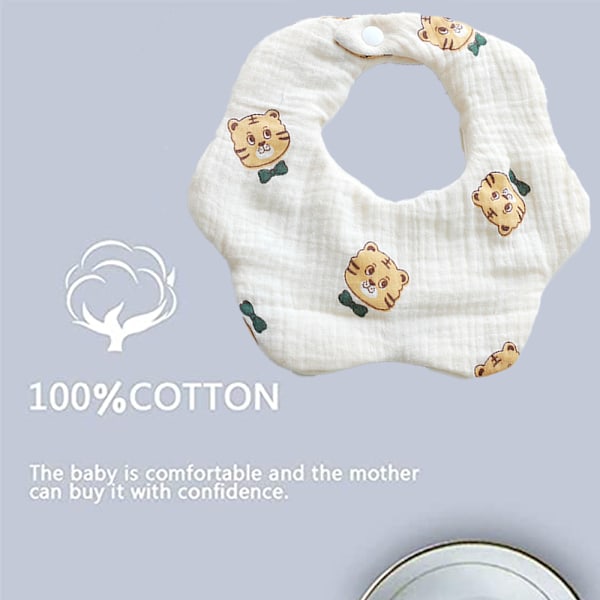 Baby Bandana-Sjal Spottduk för Drool och Tandspottning Bomullsabsorberande för Pojke Flicka