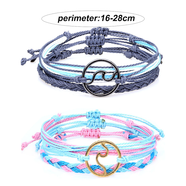 2 set String Armband Rep Armband Sommar Strand Anklets för Kvinnor Män Tonårsflickor Alla hjärtans dag