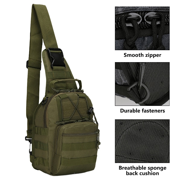 Slingbag for fjellklatring, brystpose, messengerbag for fotturer, unisex