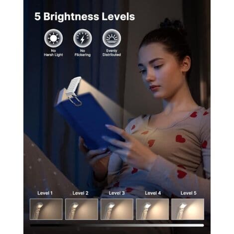 Reading Light, Reading Lamp for Reading in Bed, Rechargeable Book Light
