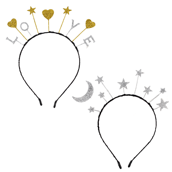 Glitter Hårbånd Søde Måne Stjerne Hjerte Hårbøjle Hovedbeklædning Fødselsdagsfest Krone Tiara Hovedpynt