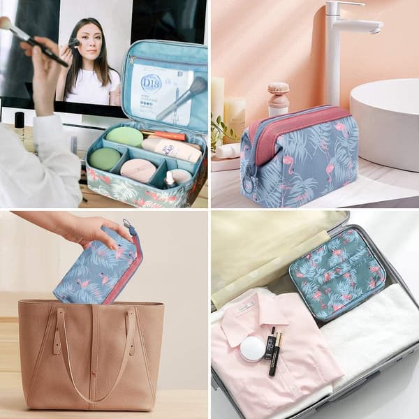 Makeuptaske Sæt Makeuptaske til kvinder, 2 stk. Rejsetoilettaske - 1 x Stor makeup-organizer & 1 x Bærbar kosmetiktaske (B)