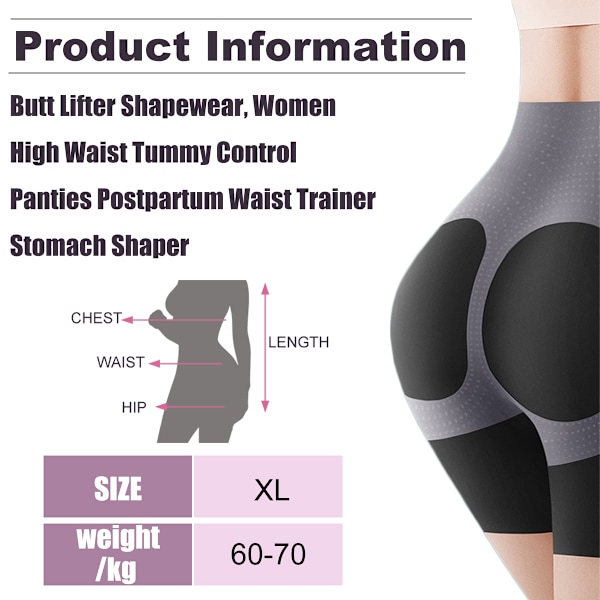 Butt Lifter Shapewear, Høytaljet Tummy Control Truser for Kvinner, Postpartum Midje Trener Mageformer