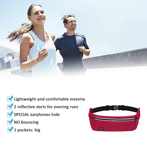 Löparbälte, Löpväst för Kvinnor & Män Reflekterande Löparficka Bälte Fitness Träningsväska No-Bounce Justerbar Sport Reseväska