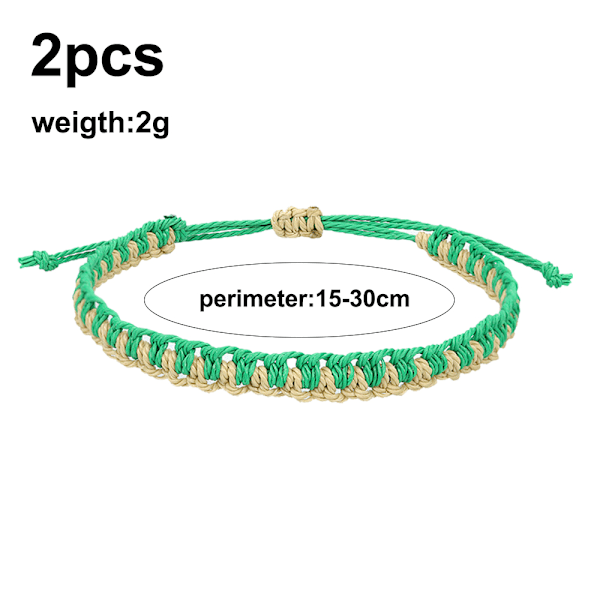 2 st Tvåfärgad vävd handrep Armband för kvinnor män pojkar flickor, justerbart vävt rep Armband