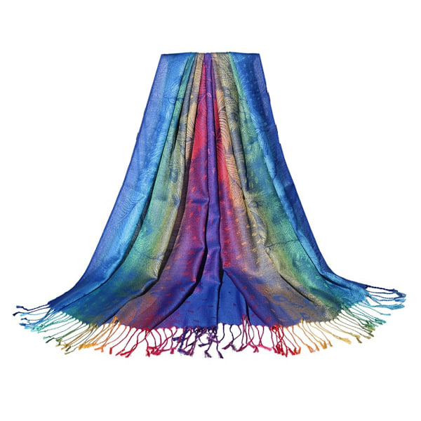 Jacquard bomulls-scarf Kvinnors färgglada etnisk vindresa sjal Höst och vinter frans bomull varm halsduk