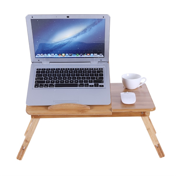 Bærbar sammenleggbar bambus seng Laptop Desk Justerbar Lap Notebook Bord Stativ Skuff (med skuff)