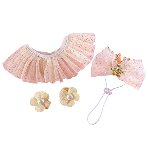 Gullfarget sekken-forkle med krone-sett for katt og hund - Bursdagsfestprinsessebue-tiara for hundebursdag